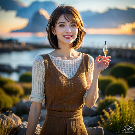 (Realistic, 超Realistic:1.4), 16K HDR, High resolution,((Whiskey Glass)),((Whiskey Bottle)),((Whiskey Glass)),Happy Smile、Short Hair,The best smile、Japanese Actress,so beautiful(It looks like the real thing),Evening Dresses,Cocktail Dresses、Whiskey Bottle、T...