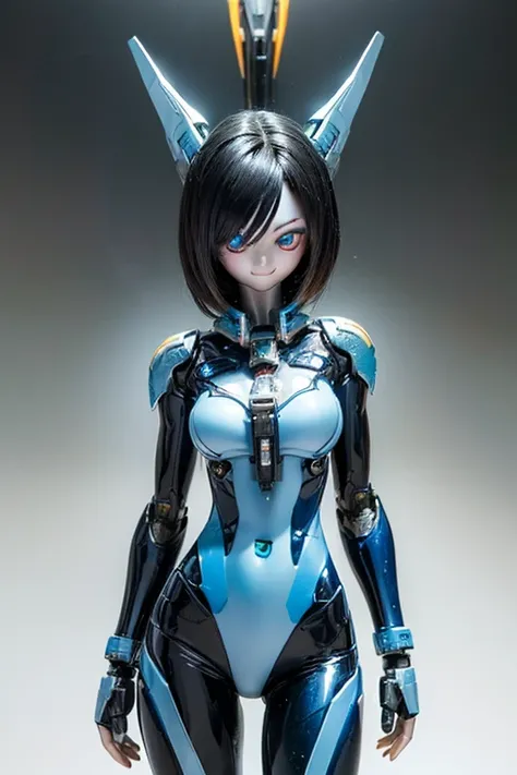 (SFW:2), photorealistic, realistic photo, 8k, ((highest quality)), ((masterpiece)), (extremely detailed), kukolnydom, doll, (mechanical arms, mechanical legs), mecha musume, (blue bodysuit, robot joints), head gear, (cowboy shot, spaceship interior, mature...