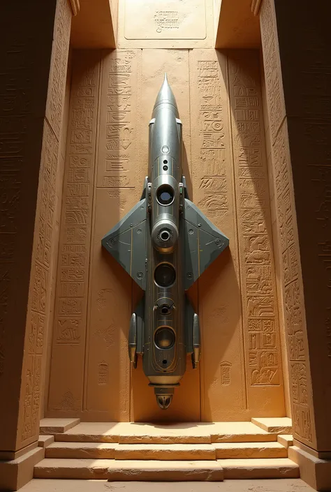 Mysterious aircraft-like object depicted on the wall of an Egyptian temple, surrounded by hieroglyphs.