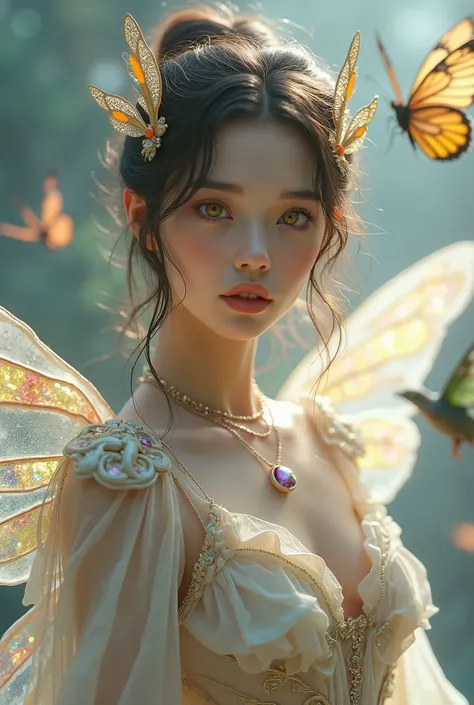 (((Master Parts))), (((Highest quality))), ((Ultra-detailed)),(Highly detailed CG illustrations), ((Very delicate and beautiful)),Yellow Eyes, Cinematic Light, Amazing fantasy art. Mythical fantasy and fairy tale fantasy, Great rainbow accents. ((Use paste...