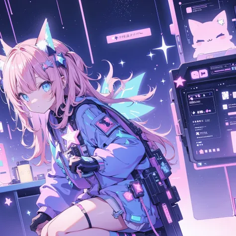 Star Fairy、Cyberpunk、Simple Background、Kawaii Tech