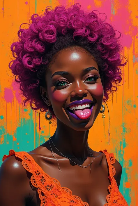 graffiti, paint spray neon lights green and cyan, seductive and hypnotic portrait of a ((afro-asiatic beautifull woman)) round f...