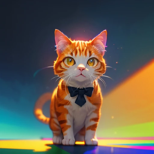 pixel orange cat in business suit, front view, standing, pixel grafics, shimmering, glimmering, glistening, adorned, colorful, (chromatic aberration), beautiful detailed glow, best shadow,  (masterpiece, best quality)