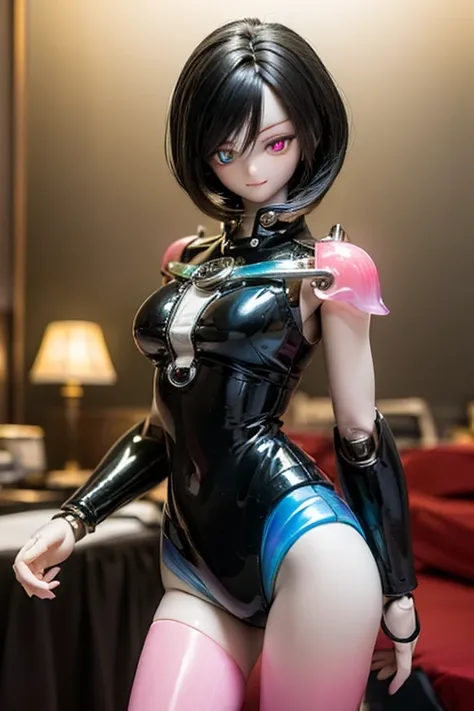 (SFW:2), photorealistic, realistic photo, 8k, ((highest quality)), ((masterpiece)), (extremely detailed), kukolnydom, doll, mecha musume, mechanical parts, (robot joints,) bodysuit, head gear, (cowboy shot, hotel room, mature woman, 21yo, 21_years_old, sol...