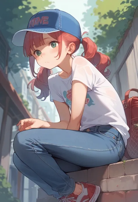 High Teen、Twin tails、American feel、pop、colorful、Baseball cap、Denim pants