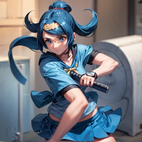 mini skirt　Ninja　Blue Hair