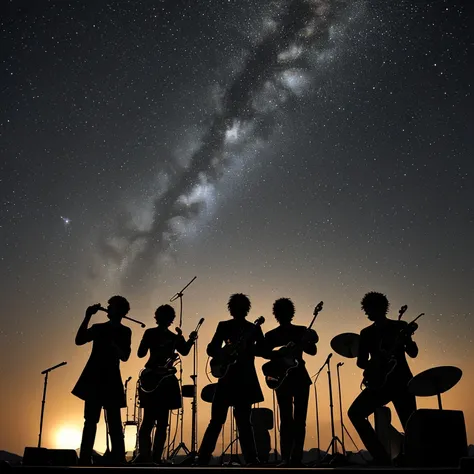 music band, 7 stars, twinkle, flicker, low light, dazzle, calm, emanate, runaway, sensation,