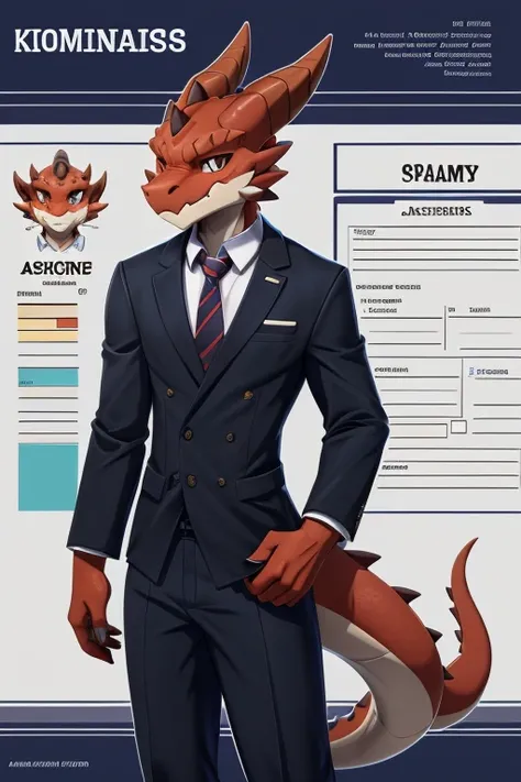 character design, character sheet, hi-res, good graphics, great anatomy, anatomically correct, detailed body, anime, cartoonish. Noah (male, 17, kobold(anthro/furry), Business and Administration program student)