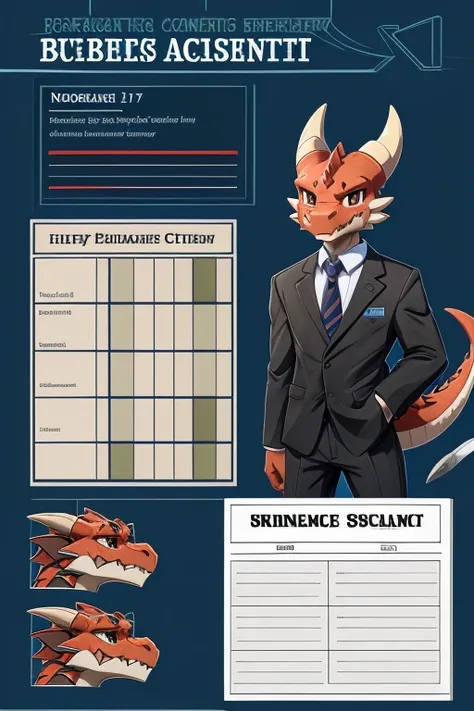 character design, character sheet, hi-res, good graphics, great anatomy, anatomically correct, detailed body, anime, cartoonish. Noah (male, 17, kobold(anthro/furry), Business and Administration program student)