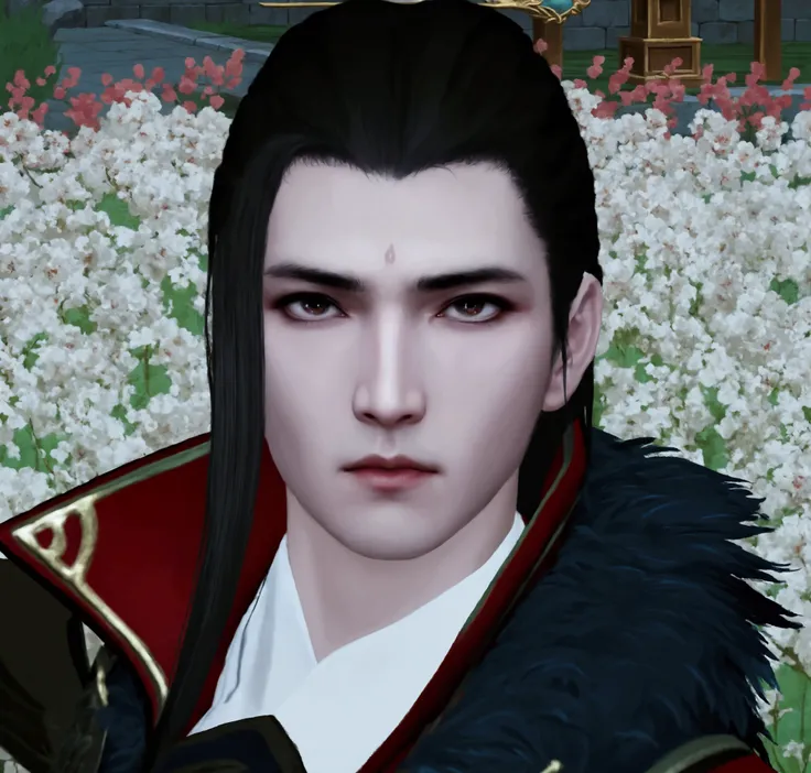 arafed image of a man with a red jacket and black hair, heise jinyao, with very highly detailed face, inspired by Bian Shoumin, zhao yun, delicate androgynous prince, loong, handsome, detailed face ), kanliu666, character close up, inspired by Hong Ren, be...