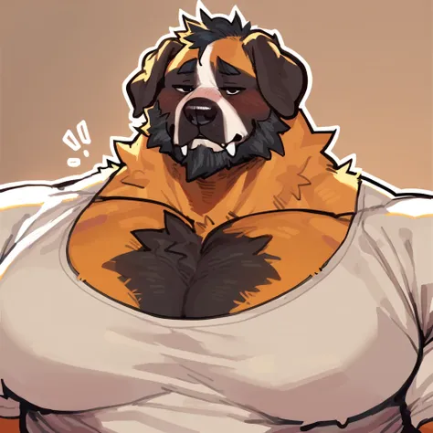 black bara saint bernard, (((solo))), black fur, very large pecs, strong physique, very muscular, perfect anatomy, masterpiece, ...