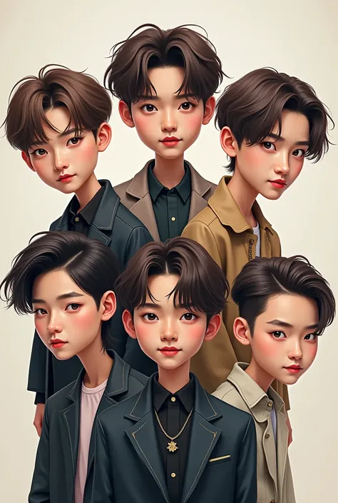 Make  realistic caricature a group of BTS kpop idol
