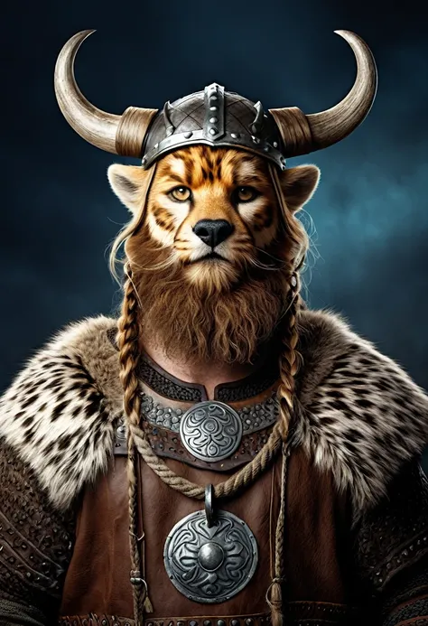 anthropomerphic, chetah in viking character