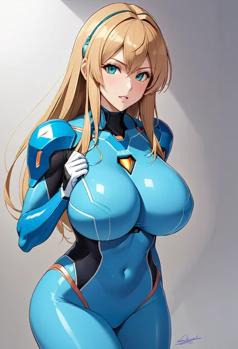 Samus Aran, huge breast, zero suit,