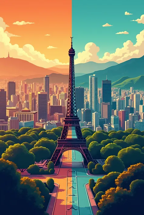 A poster of Paris and Sao Paulo