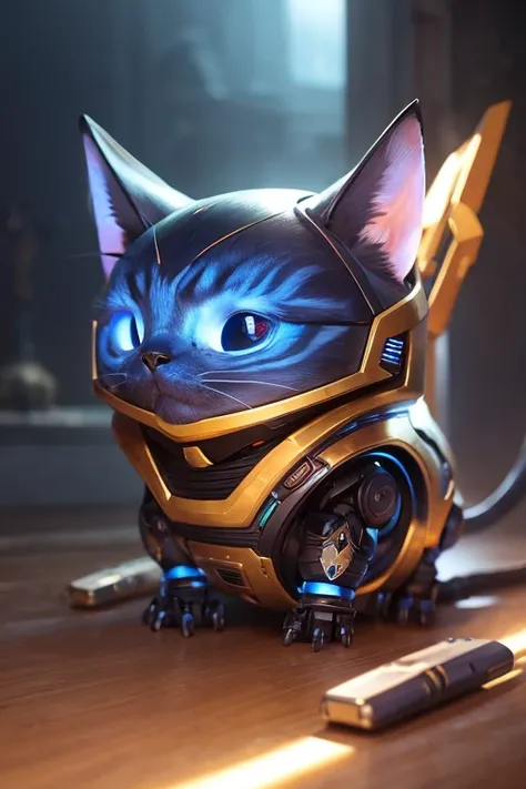 robotic CAT, fantasy creature, small, cute