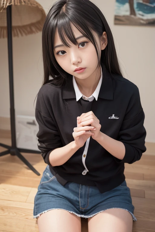 Top quality masterpiece, 8k, , Japanese Girls, RAW Photos, Absurd, 受賞ポートレート笑face, 笑face, Alone, Uniform, Summer Clothes Idol&#39;face, violet, Gardenia, Delicate girl, Long black hair, Dark Eyes, Upper body digital SLR, Observe the audience, Frank, Sophist...