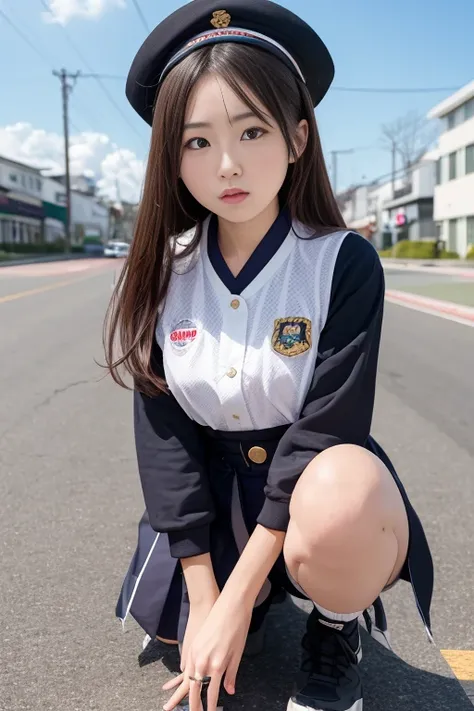 Top quality masterpiece, 8k, , Japanese Girls, RAW Photos, Absurd, 受賞ポートレート笑face, 笑face, Alone, Uniform, Summer Clothes Idol&#39;face, violet, Gardenia, Delicate girl, Long black hair, Dark Eyes, Upper body digital SLR, Observe the audience, Frank, Sophist...