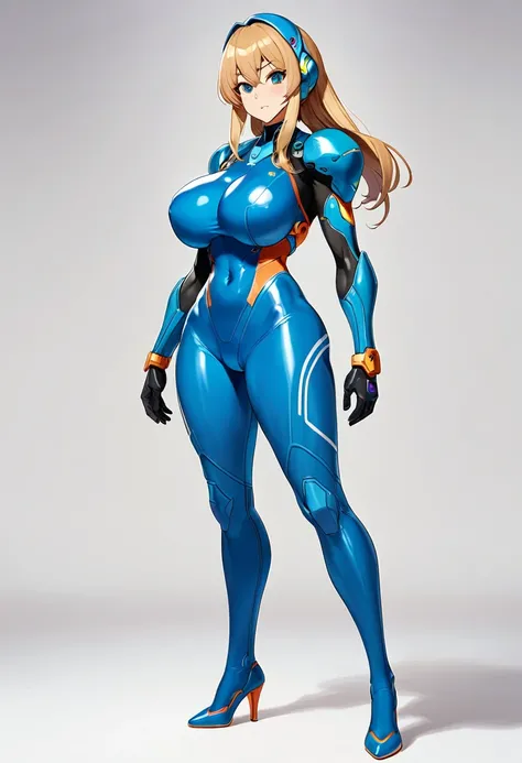 Samus Aran, huge breast, zero suit, tight vynil wear, sfw, suit, full body suit,