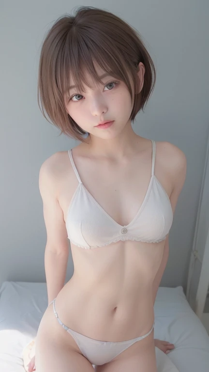 1 Very Cute Boy、12year old、short-hair、blondehair、with a blue background、full body、tanktop、underwear pants、A smile、boys body、(8K、Raw photography、top-quality、​masterpiece:1.2)、(realisitic、photoRealstic:1.3)、nsfw、Depth of field is deep、Wide light、highcontrast...