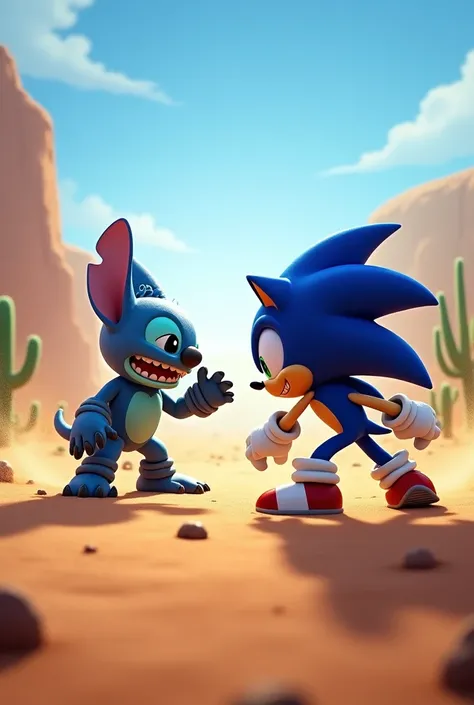 Stitch vs Sonic in the desert 