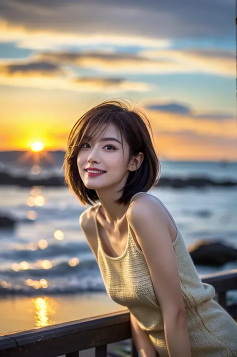 (Realistic, 超Realistic:1.4), 16K HDR, High resolution,((Whiskey Glass)),((Whiskey Bottle)),((Whiskey Glass)),Happy smile、short hair,The best smile、Japanese actress,so beautiful(It looks like the real thing),Evening Dresses,Cocktail Dresses、Whiskey Bottle、T...