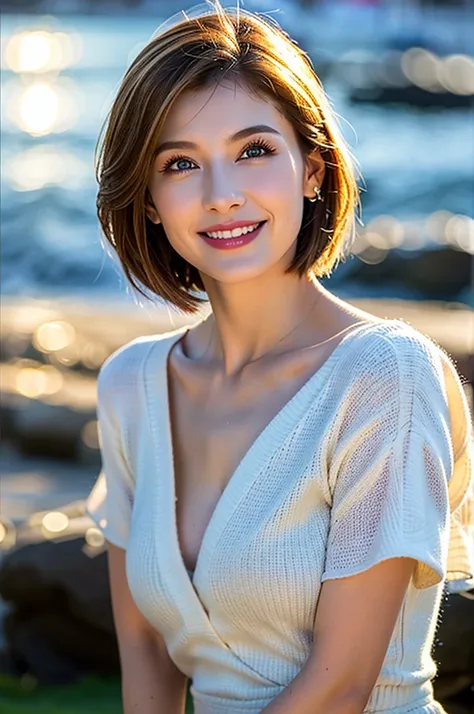 (Realistic, 超Realistic:1.4), 16K HDR, High resolution,((Whiskey Glass)),((Whiskey Bottle)),((Whiskey Glass)),Happy smile、short hair,The best smile、Japanese actress,so beautiful(It looks like the real thing),Evening Dresses,Cocktail Dresses、Whiskey Bottle、T...