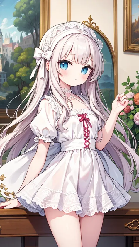 À la Fed image of a girl in a white lace dress and Leonardo da Vinci&#39;s notebooks in the background, Amazing young ethereal figure, Portrait of a magical girl, Portrait of a young witch girl, Girl in steampunk clothes, Musician girl in lace dress, Natal...