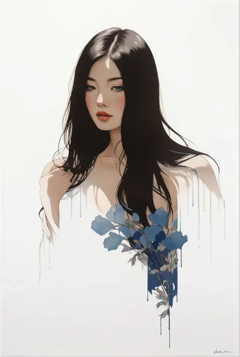 movie poster art for sensual illustration of an elegant , retro and vintage ,silky flower around body, matte painting, by Hannah Dale, by Harumi Hironaka, extremely soft colors, vibrant, pastel, highly detailed, digital artwork, high contrast, dramatic, Bl...