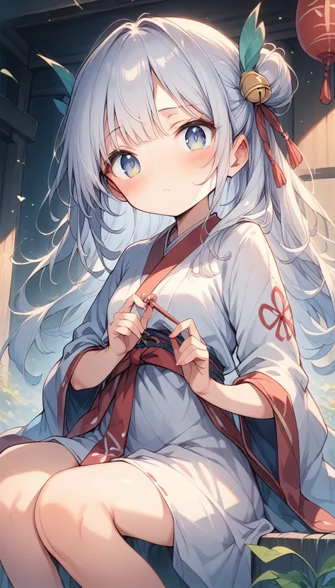 One cute girl,、Ultra-high resolution、Ultra high definition、Best Quality、８k、clear、Shyness、blush、The shrine maiden&#39;s clothes come undone、shrine、sunny、whole body、Long Hair、Drawing pupils to punish、Absolute territory、
