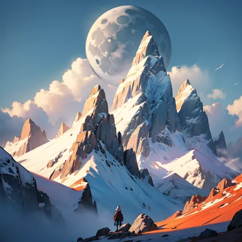 shadow , Food, Mountain, moon (detailed_background:1.3) 