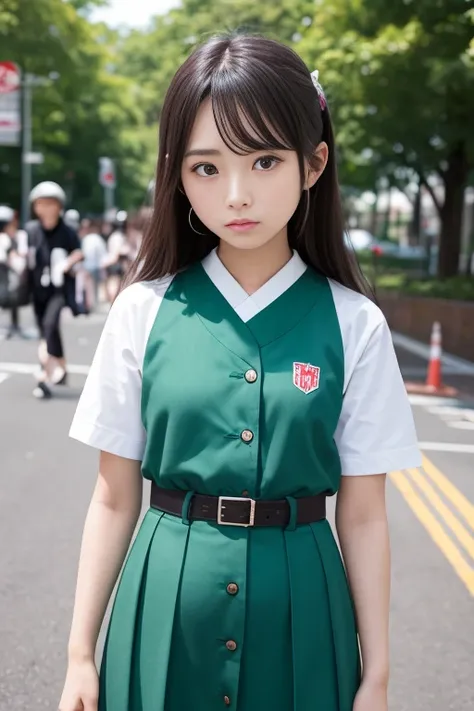 High quality masterpiece, 8k, , Japanese Girls, RAW Photos, Absurd, 受賞ポートレート笑face, 笑face, Alone, Uniform, Summer Clothes Idol&#39;face, violet, Gardenia, Delicate girl, Long black hair, Dark Eyes, Upper body digital SLR, Observe the audience, Frank, Sophis...