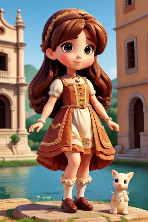 Characters that personify the culture of the Italian Renaissance、one Deformed cute girl、 Cute pose、Outdoor Scenery、An iconic landmark of her country、((Best Quality))