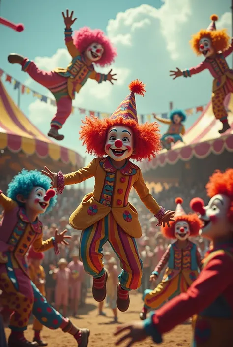 Create a circus full of clowns 