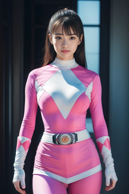 Evil Super Sentai、Pink Theme，Pink Ranger Outfit、Best Quality,masterpiece,Genuineistic,professional,Vibrant colors,超微細なPainting,Portraiture,Anime Big Boobs,Photogram,Number Art,Fantasy art,3D Graphics,cinematic_illumination,strong_rim_Light,rim Lights,envir...