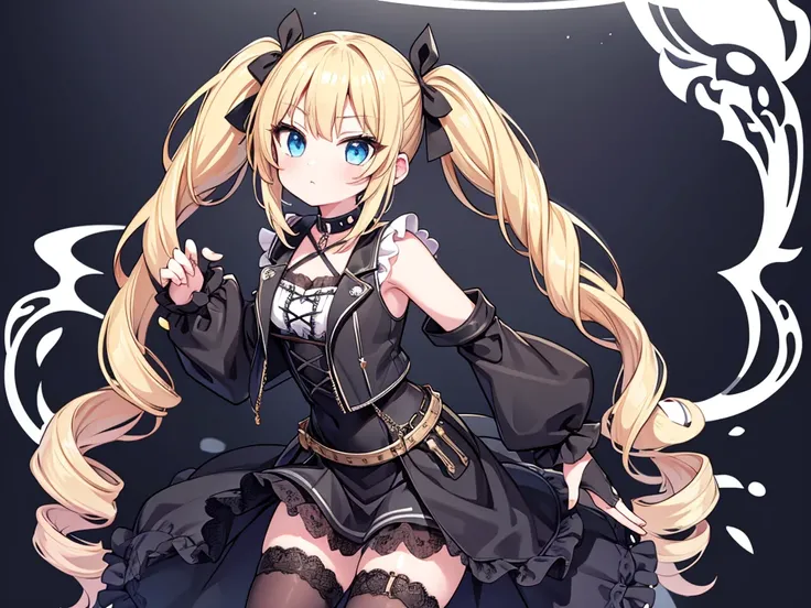 absurdres, (ultra detailed, masterpiece, best quality:1.4), (blonde hair, long twin tails, drill hair:1.2), beatiful detailed hair, two-tone hair, (blue eyes), (transparent transparent silhouette: 1.4), kawaii, detailed and intricate, 1cute girl, solo, bea...