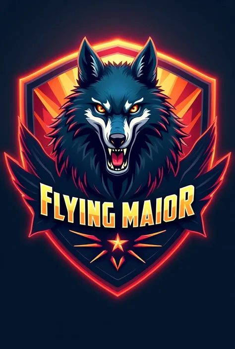 Create team shield with the name flying major with wolf image 