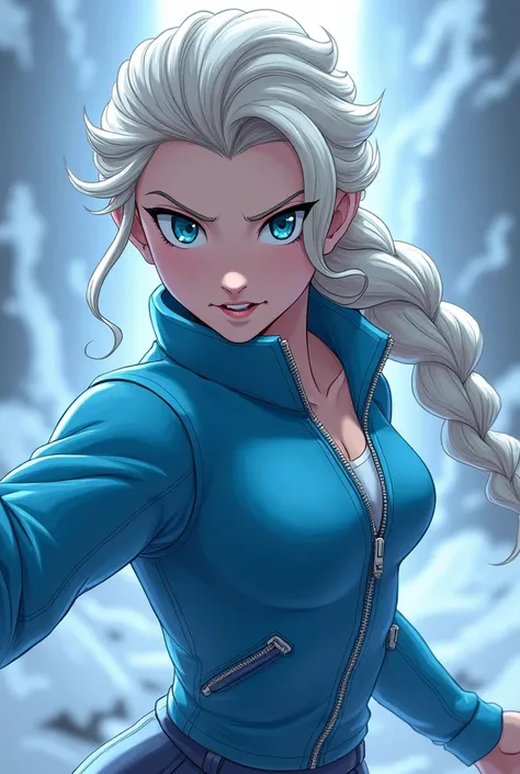 In combat mode From Disney Princess Elsa Frech Böse Mein Blue Jacket Zip In Infinity Anime Style Ninja style