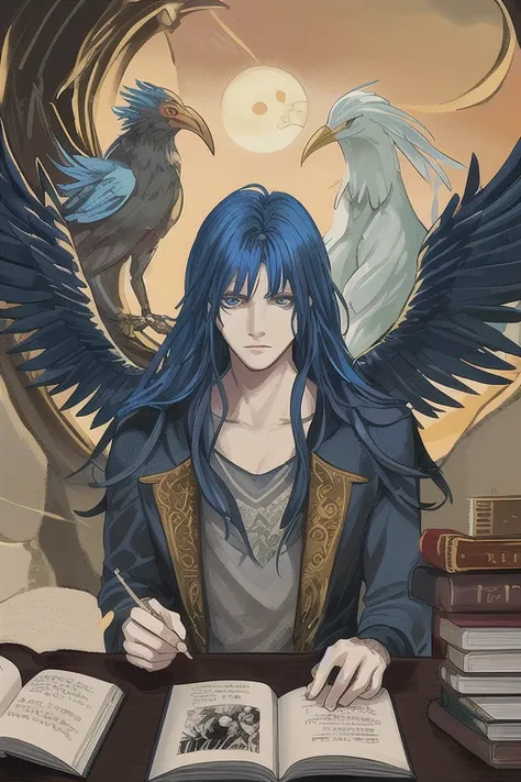 sun and moon castle bird, the legend of the phoenix and the ordinary guy, book portrait in the rpg genre, portrait from "dungeon...