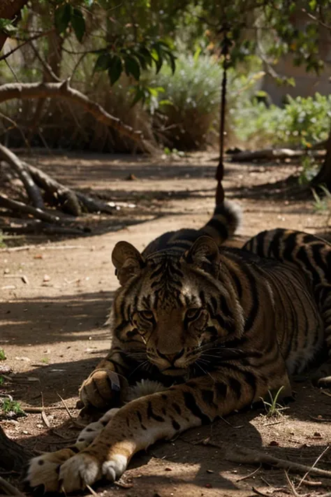 a predator resting in the shade after a successful hunt