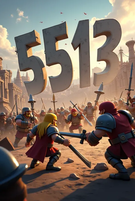 I want an image related to the game clash of clan with +5513 inserted into it 