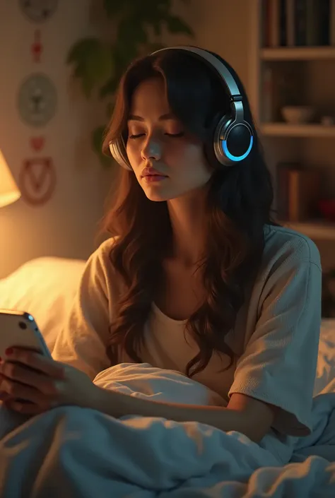 Girl listening to music , linda , going down , listening to music in your room, Realistic 