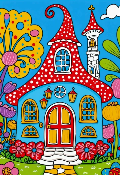 cartoon fairy tale house，there is a door and a door with a window, mary angel (marie angel) storybook illustrations, behance con...