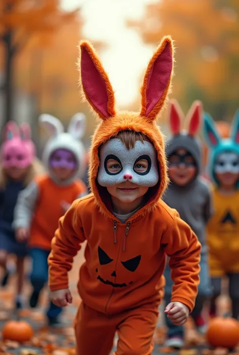 Children in Halloween masks