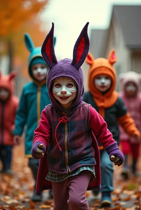 Children in Halloween masks