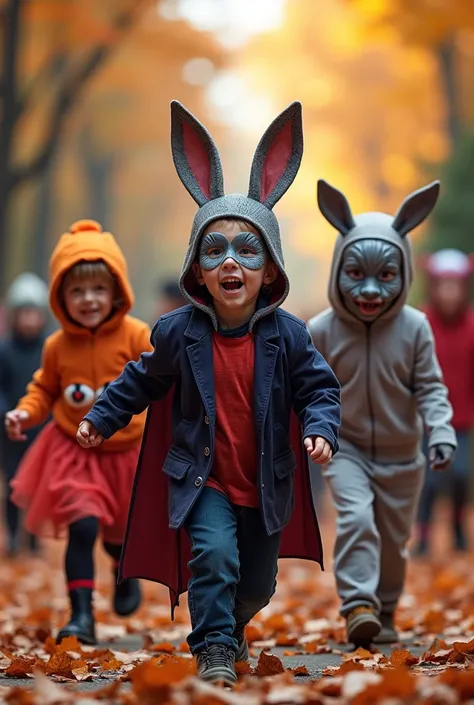 Children in Halloween masks