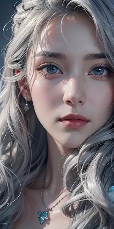 Realistic, High resolution, Soft Light,1 Female, Alone, Hip Up, Glowing Skin, (Detailed face),tattoo, jewelry, Winter, Coat, snow, Gray Hair, Wavy Hair, Beautiful soldier, Eyes that beckon the viewer, Lover&#39;s point of view, Attractive expression, Sexy ...