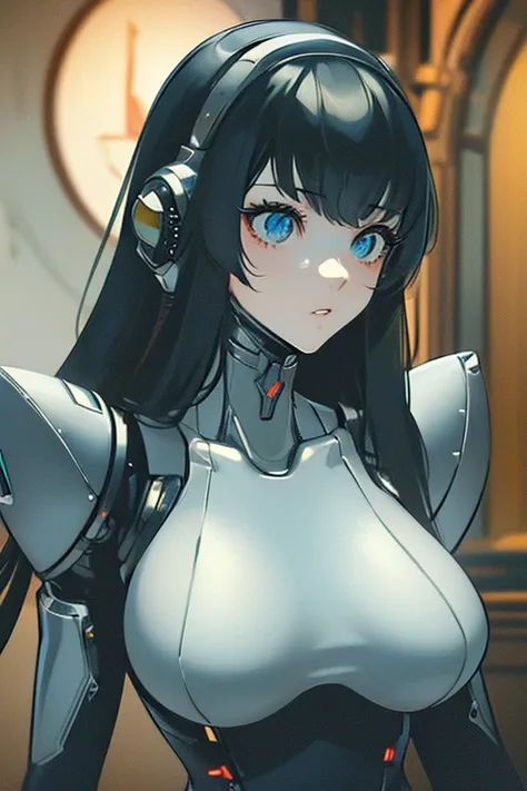 (masterpiece),(Highest quality),(Super detailed),(Best illustrations),(Best Shadow),(Absurd),(Detailed Background),(so beautiful), 16K, 8K, 4K,(Best Shadow),robotization,woman ,big bust,Robot Joint ,Metal skin,Black robot Suit,long hair,a black robot suit ...