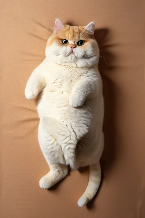 chubby yellow cat with white belly