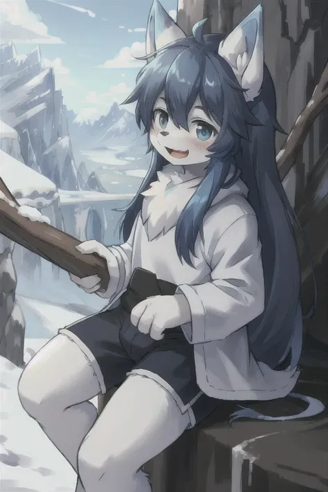 (Boy with wolf ears)　(Blue long hair)　Snow Mountain　Snowstorm　On the Cliff　Kind Face　Laughing